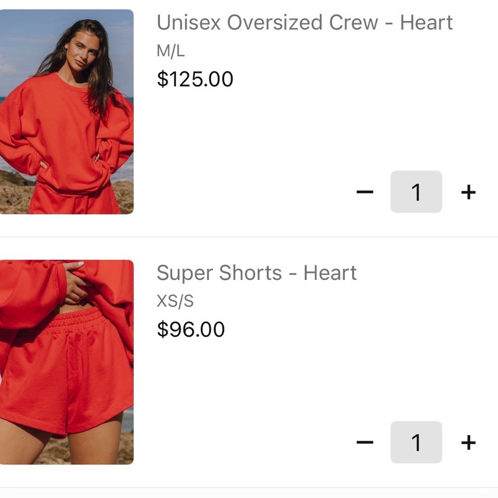 Unisex Red Oversized Crew and Shorts Set
